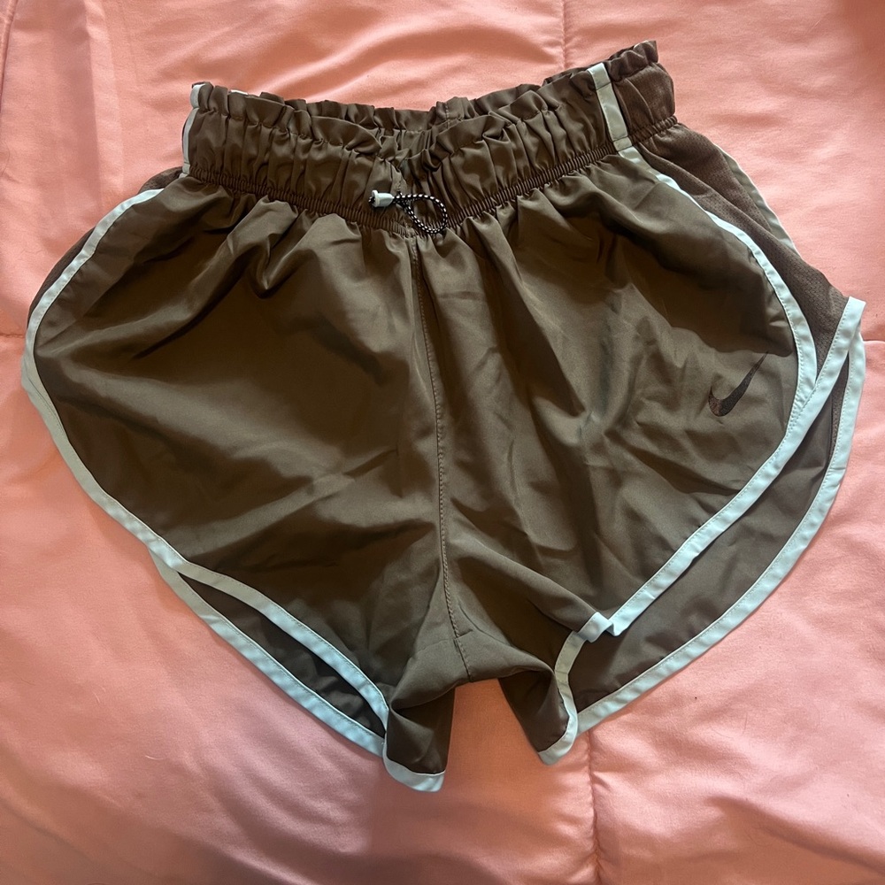 Nike Women’s Olive Athletic Shorts with White Trim